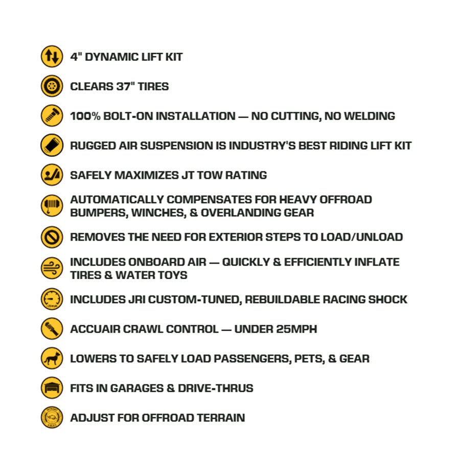 JEEP GLADIATOR (JT, MOJAVE) 2020 – PRESENT 4.0" DYNAMIC LIFT KIT