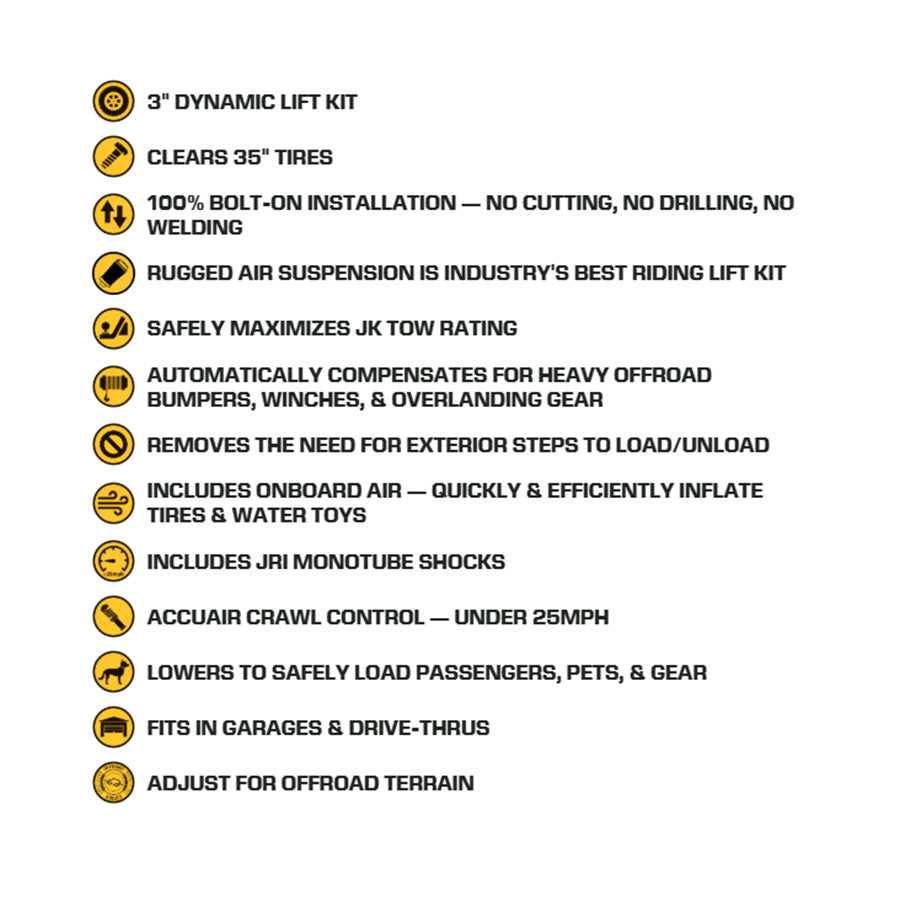 JEEP WRANGLER (JKU) 2007 – 2018 3.0" DYNAMIC LIFT KIT