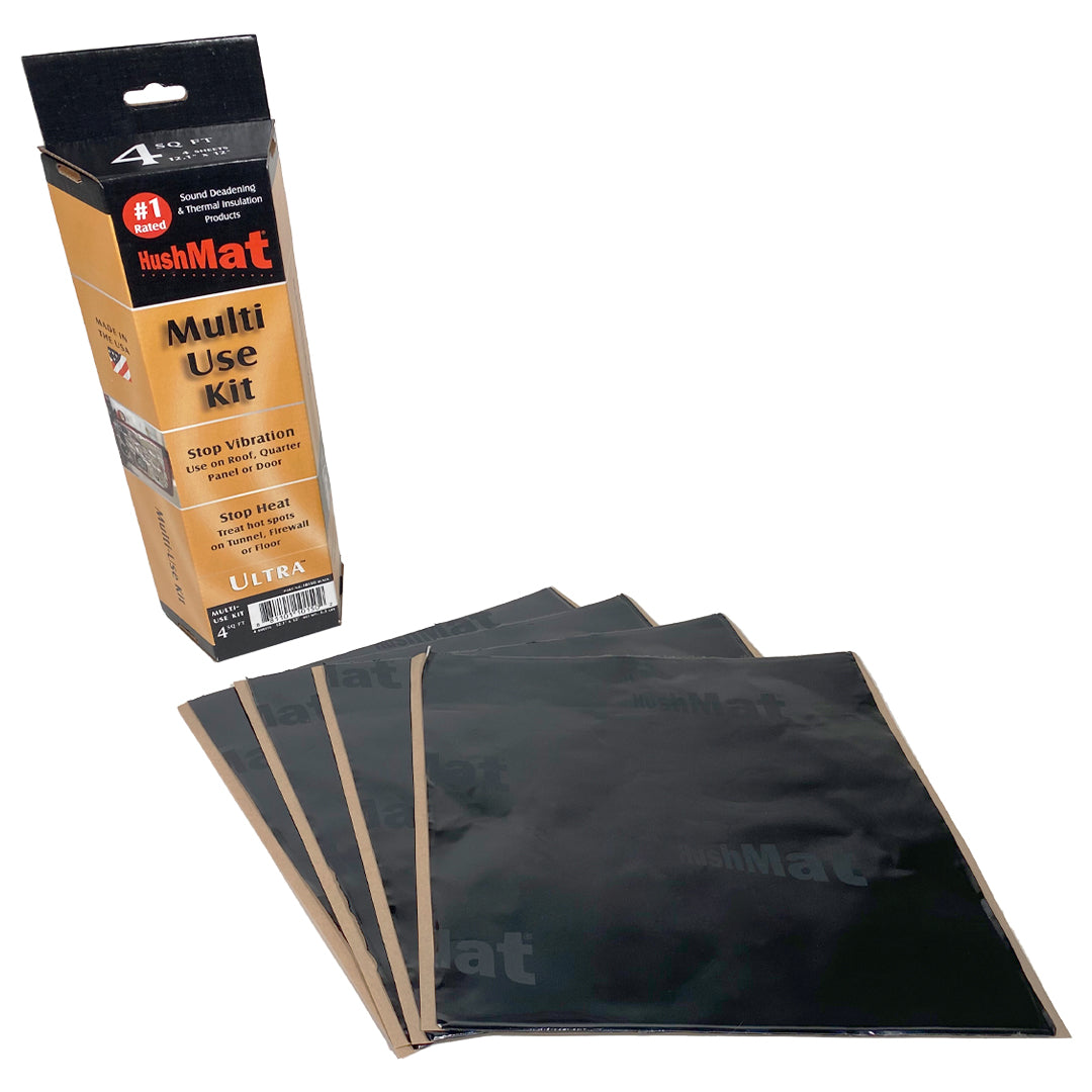 HushMat Multi-Use Kit – Automotive Sound Deadening & Thermal Insulation (3.7 Sq Ft, Black Foil)