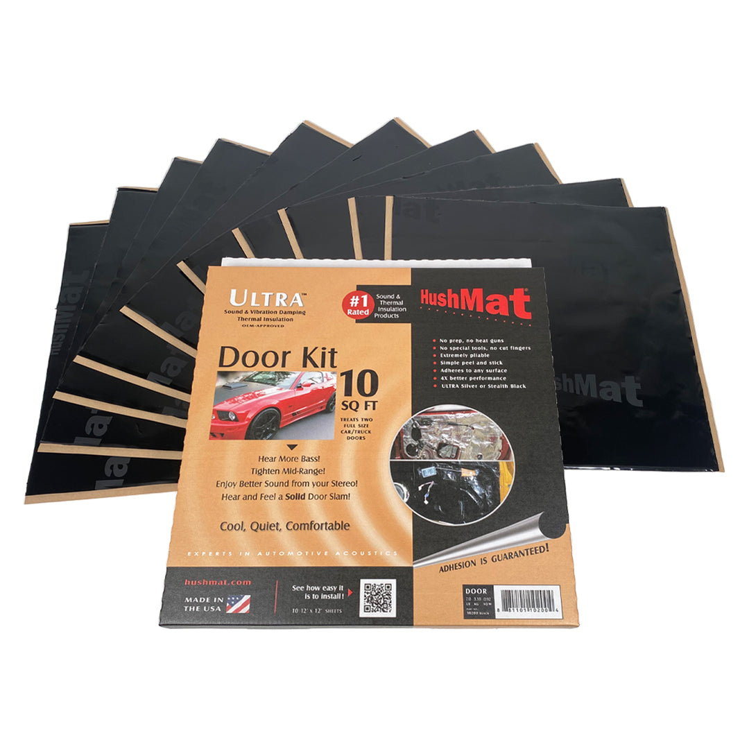 HushMat Door Kit – Automotive Sound Deadening & Thermal Insulation (10 Sq Ft, Black Foil)