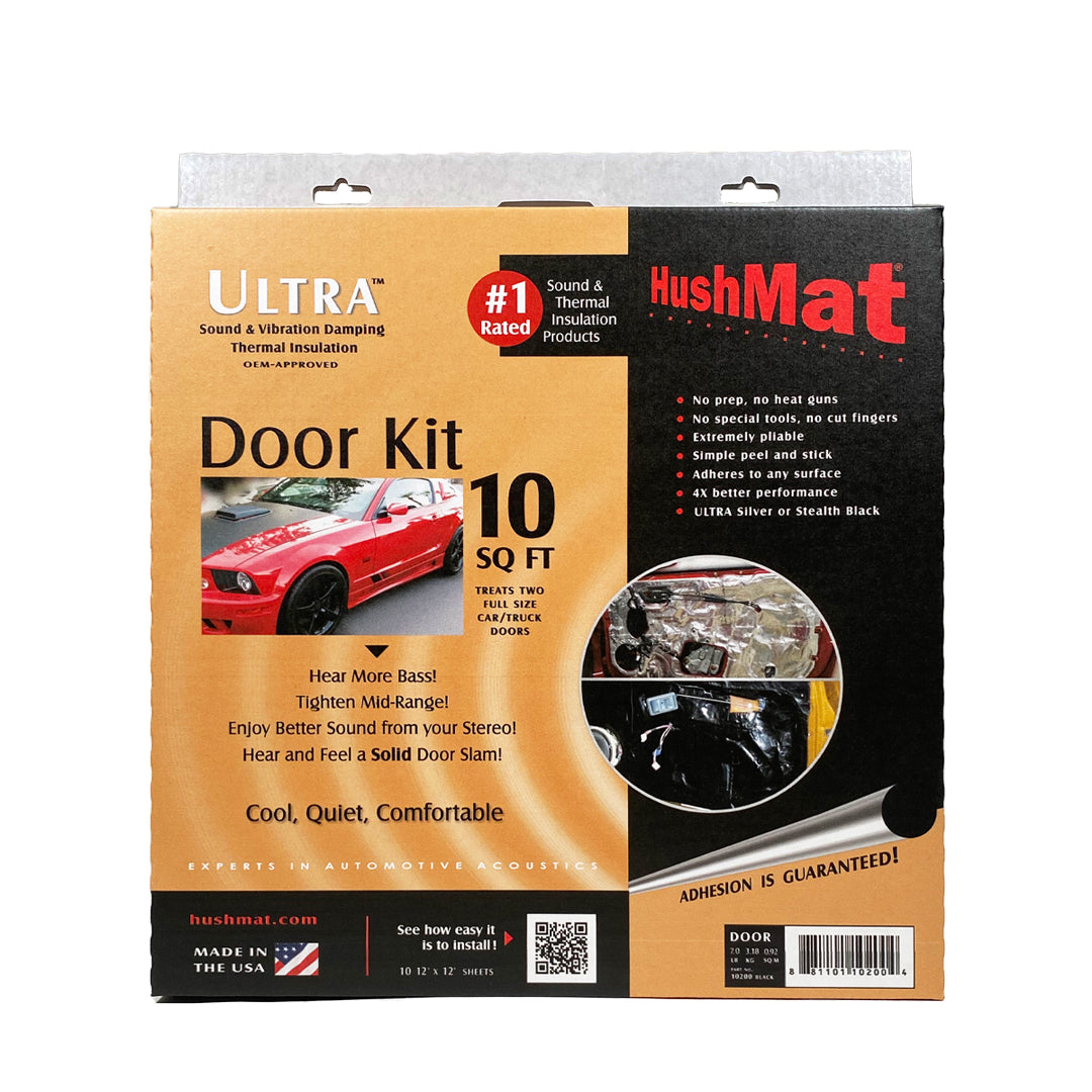 HushMat Door Kit – Automotive Sound Deadening & Thermal Insulation (10 Sq Ft, Black Foil)