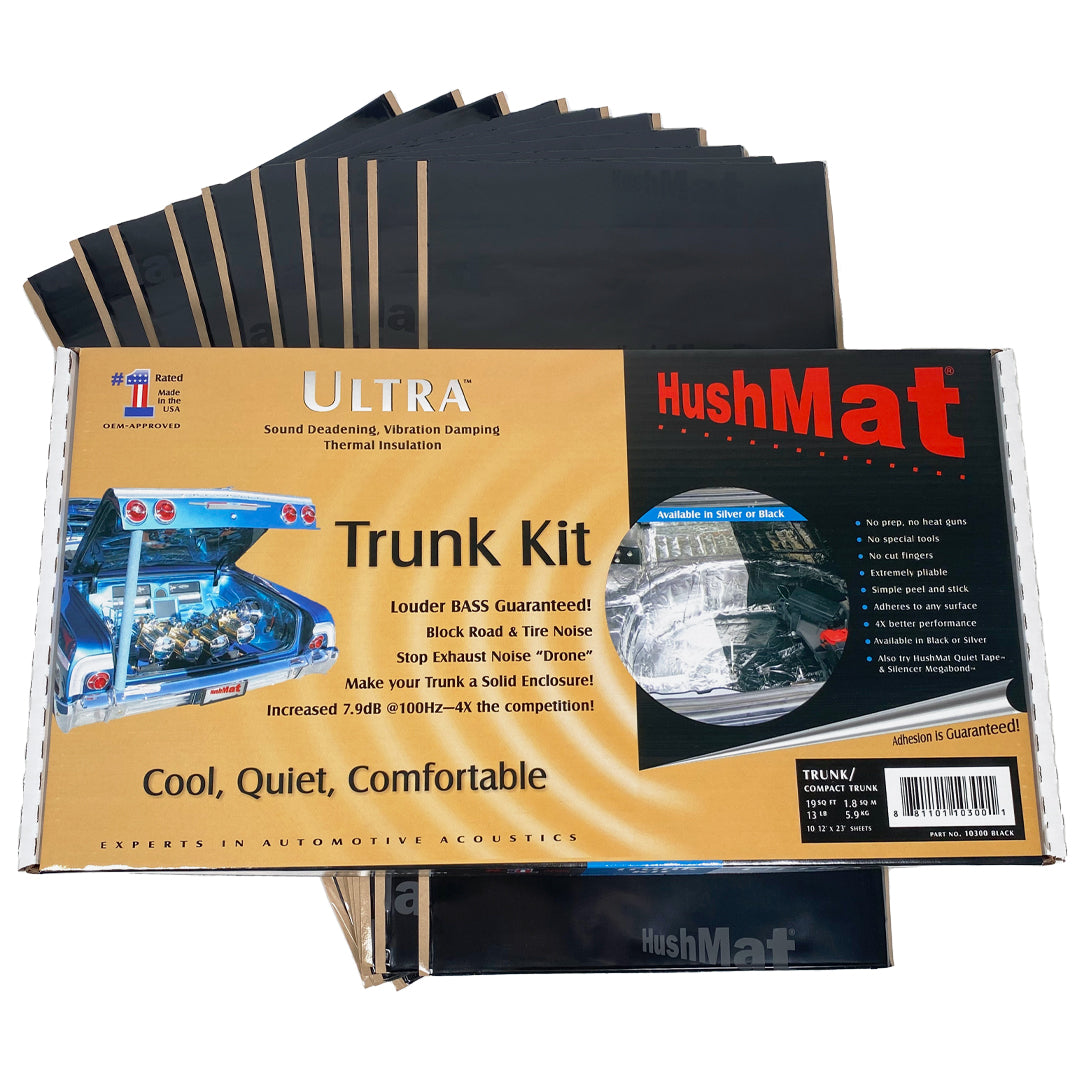 HushMat Trunk Kit – Automotive Sound Deadening & Thermal Insulation (19.1 Sq Ft, Black Foil)