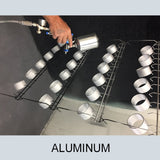ZyCoat manifold and exhaust coating 4oz bottle in aluminum finish showing the colour applied to metal parts