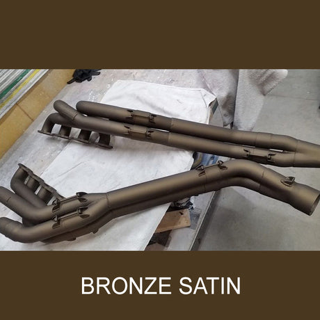 ZyCoat manifold and exhaust coating 8oz bottle in aluminum finish showing the colour in bronze satin